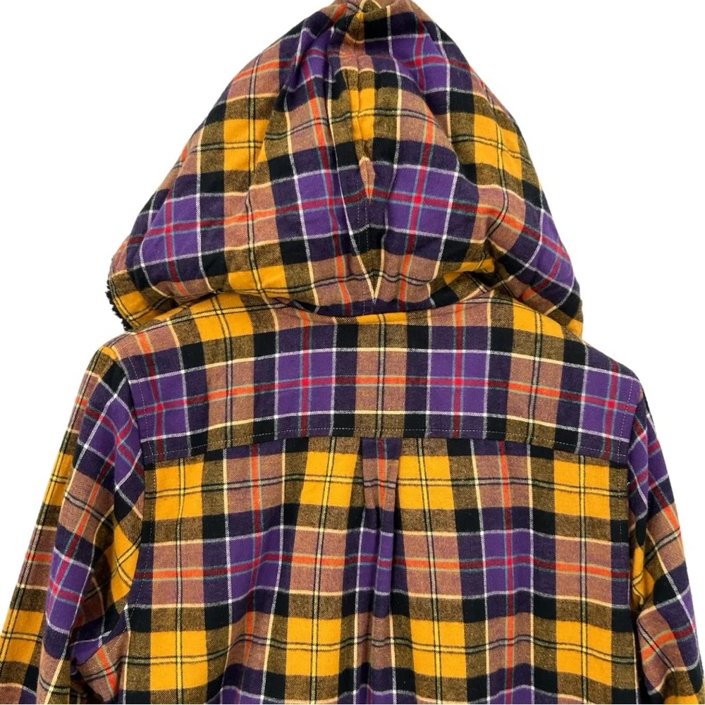L.L. Bean Women's Scotch Plaid Flannel Shirt, Sherpa-Lined Hoodie Size Medium - Picture 3 of 10